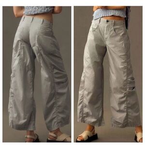 NEW Pilcro Parachute Curve Barrel Leg Wide Baggy Cargo Crop Ankle Pants 26 0 2